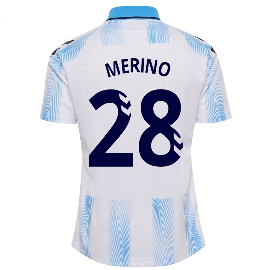Damen Fußball Izan Merino #28 Weiß Blau Heimtrikot Trikot 2023/24 T-Shirt Luxemburg