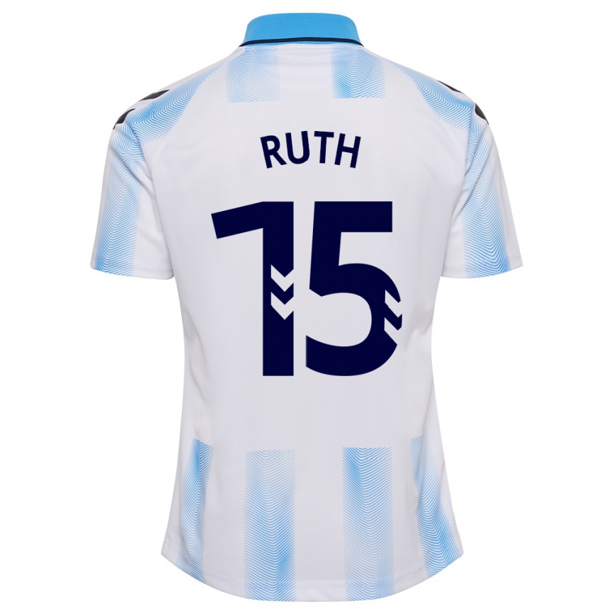 Damen Fußball Ruth #15 Weiß Blau Heimtrikot Trikot 2023/24 T-Shirt Luxemburg