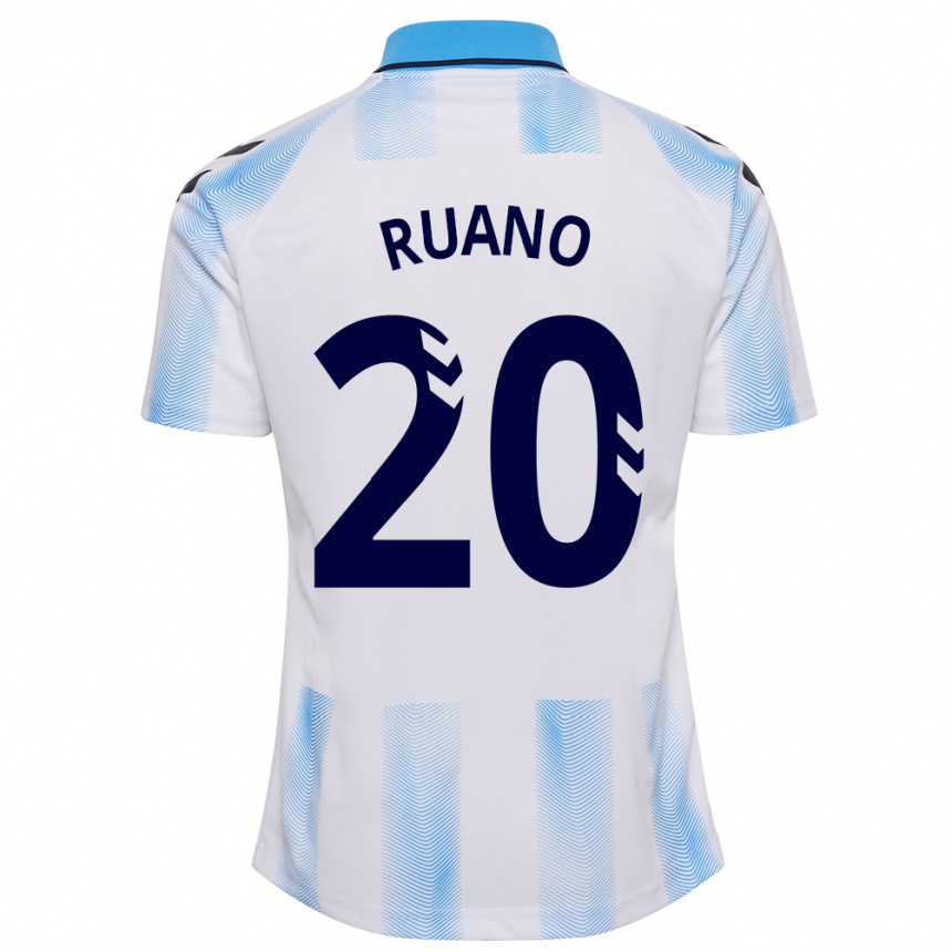 Damen Fußball Celia Ruano #20 Weiß Blau Heimtrikot Trikot 2023/24 T-Shirt Luxemburg