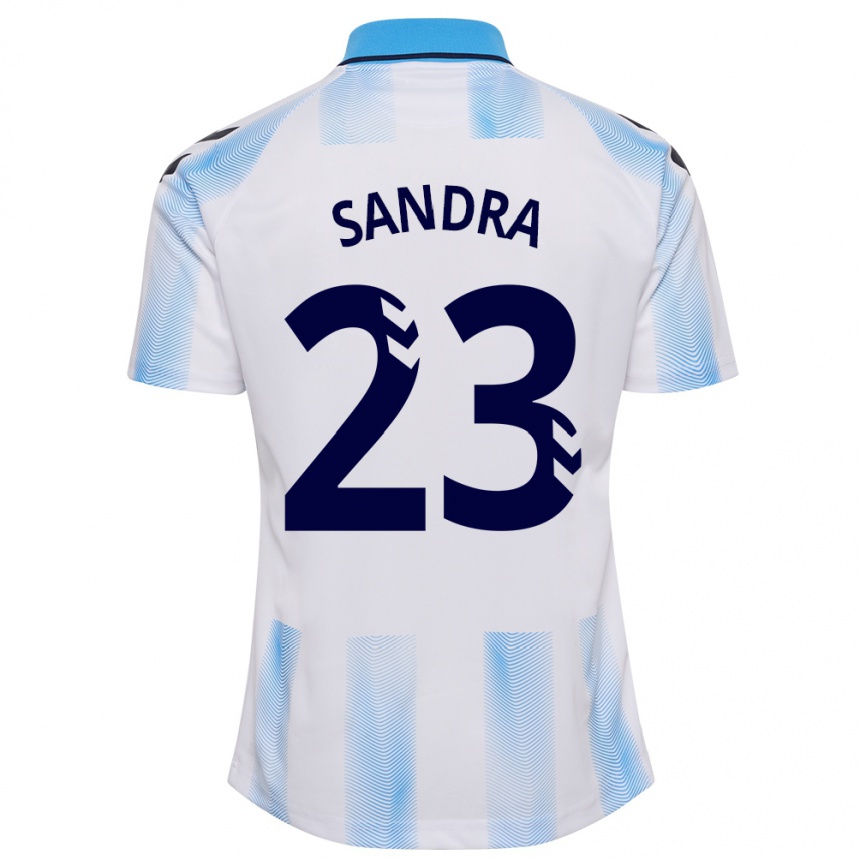 Damen Fußball Sandra #23 Weiß Blau Heimtrikot Trikot 2023/24 T-Shirt Luxemburg