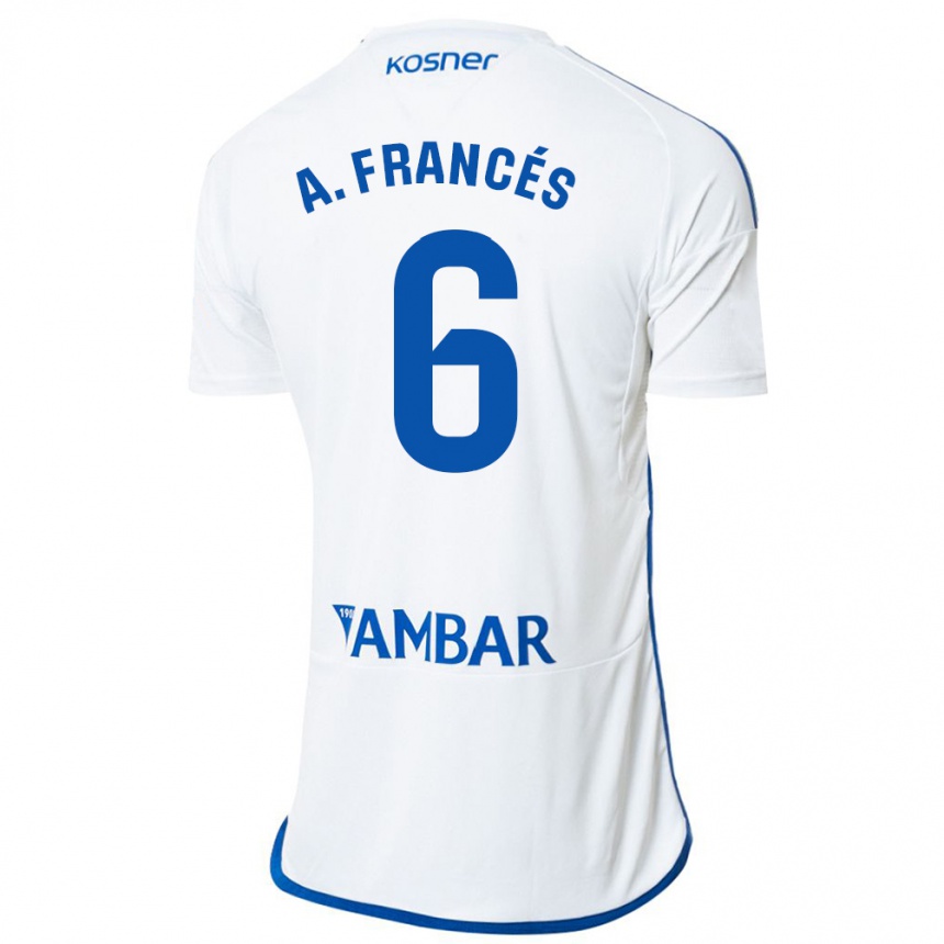 Damen Fußball Alejandro Francés #6 Weiß Heimtrikot Trikot 2023/24 T-Shirt Luxemburg