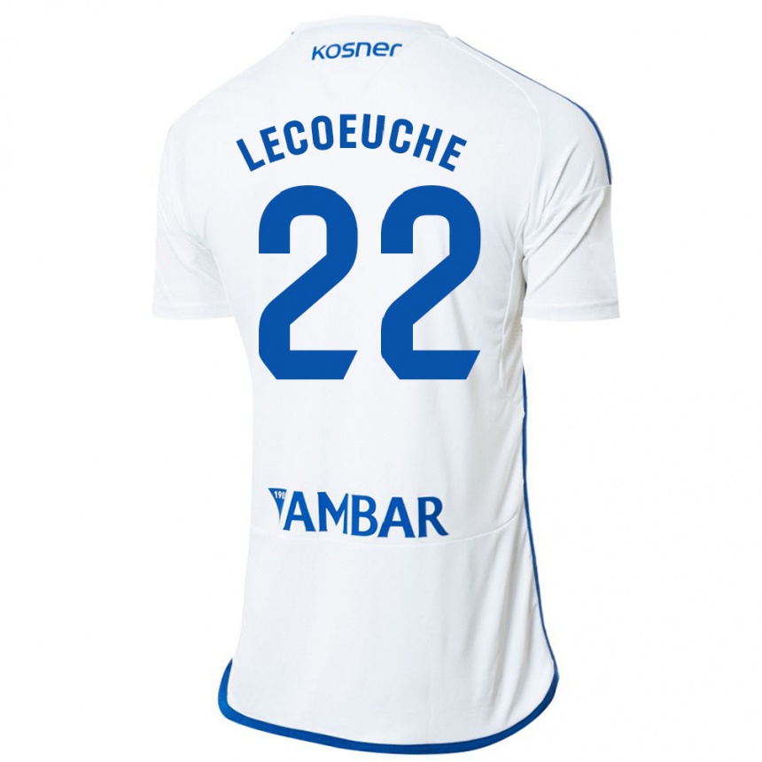 Damen Fußball Quentin Lecoeuche #22 Weiß Heimtrikot Trikot 2023/24 T-Shirt Luxemburg