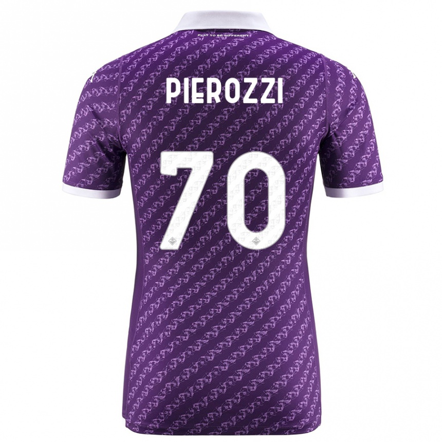 Damen Fußball Niccolò Pierozzi #70 Violett Heimtrikot Trikot 2023/24 T-Shirt Luxemburg