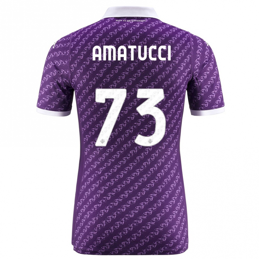 Damen Fußball Lorenzo Amatucci #73 Violett Heimtrikot Trikot 2023/24 T-Shirt Luxemburg