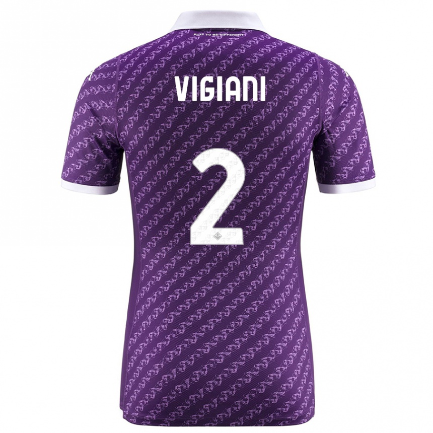 Damen Fußball Lorenzo Vigiani #2 Violett Heimtrikot Trikot 2023/24 T-Shirt Luxemburg