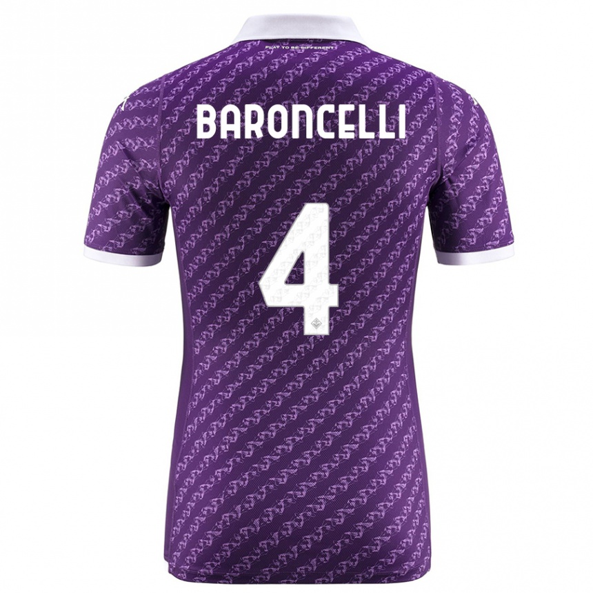 Damen Fußball Leonardo Baroncelli #4 Violett Heimtrikot Trikot 2023/24 T-Shirt Luxemburg