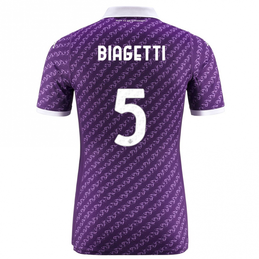 Damen Fußball Christian Biagetti #5 Violett Heimtrikot Trikot 2023/24 T-Shirt Luxemburg