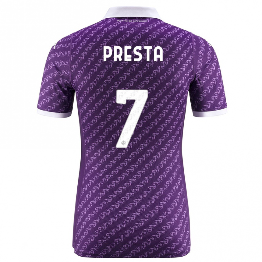 Damen Fußball Francesco Presta #7 Violett Heimtrikot Trikot 2023/24 T-Shirt Luxemburg