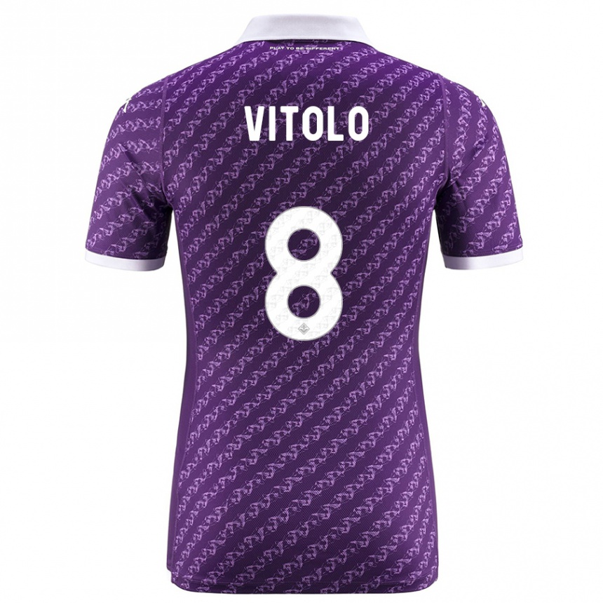 Damen Fußball Federico Vitolo #8 Violett Heimtrikot Trikot 2023/24 T-Shirt Luxemburg