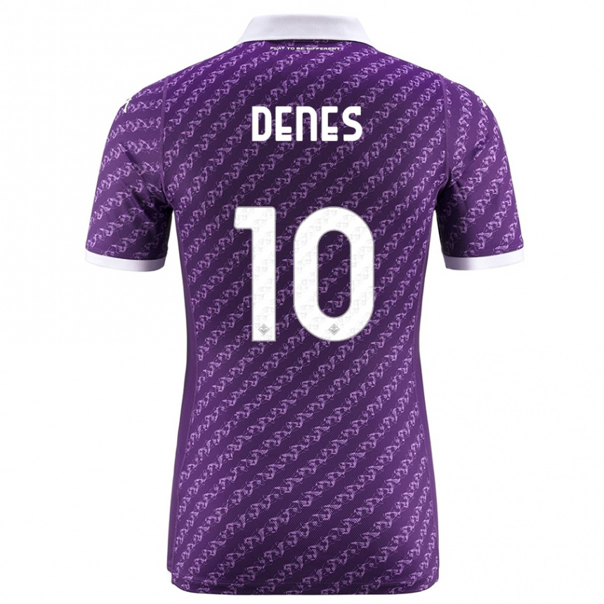 Damen Fußball Adrián Dénes #10 Violett Heimtrikot Trikot 2023/24 T-Shirt Luxemburg