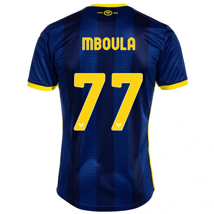 Damen Fußball Jordi Mboula #77 Marine Heimtrikot Trikot 2023/24 T-Shirt Luxemburg