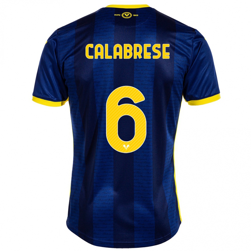 Damen Fußball Nicolò Calabrese #6 Marine Heimtrikot Trikot 2023/24 T-Shirt Luxemburg