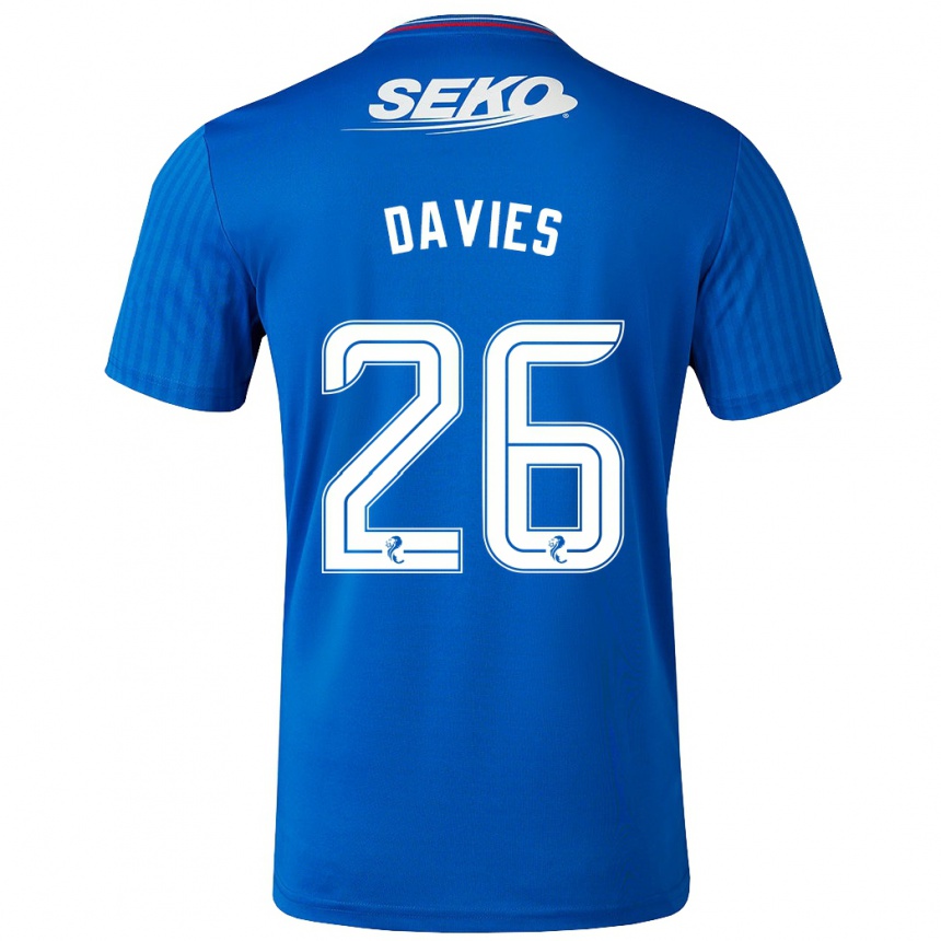 Damen Fußball Ben Davies #26 Blau Heimtrikot Trikot 2023/24 T-Shirt Luxemburg