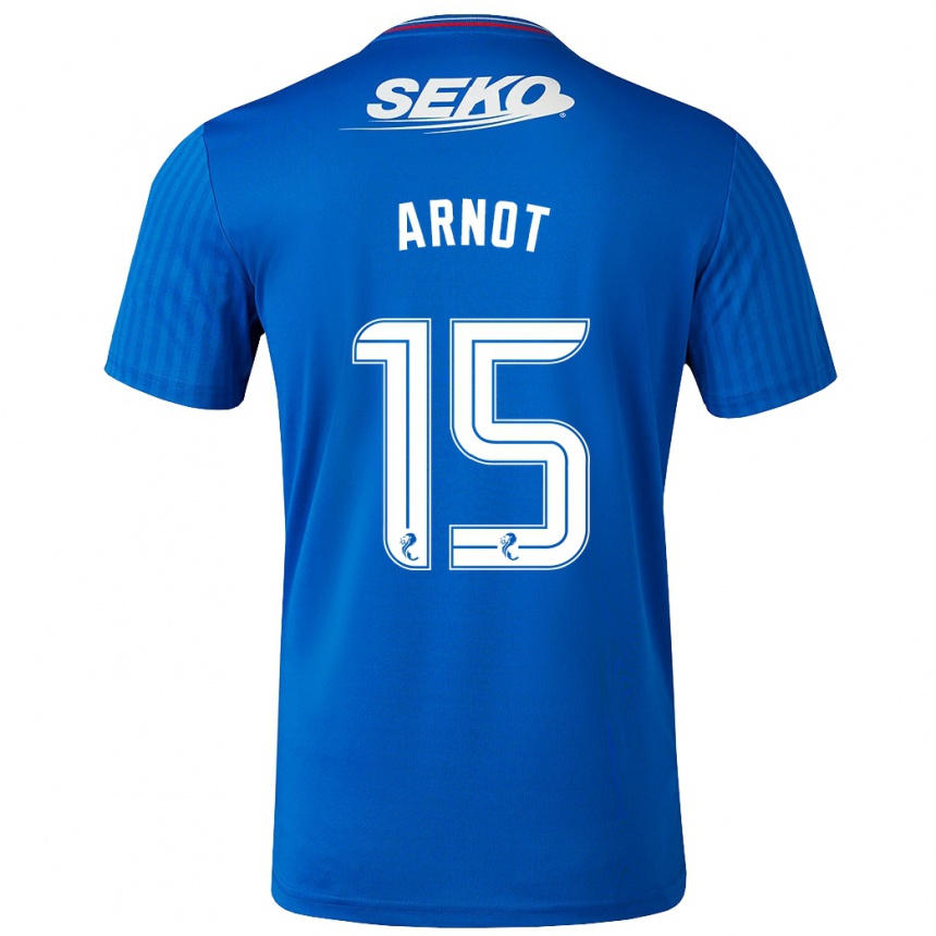 Damen Fußball Elizabeth Arnot #15 Blau Heimtrikot Trikot 2023/24 T-Shirt Luxemburg
