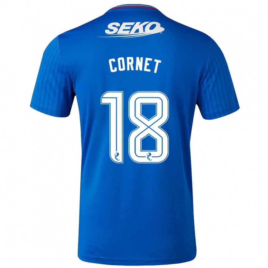 Damen Fußball Chelsea Cornet #18 Blau Heimtrikot Trikot 2023/24 T-Shirt Luxemburg
