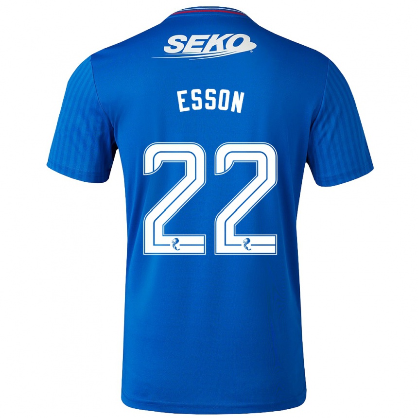 Damen Fußball Victoria Esson #22 Blau Heimtrikot Trikot 2023/24 T-Shirt Luxemburg