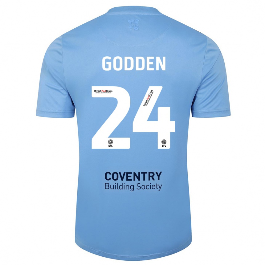 Damen Fußball Matt Godden #24 Himmelblau Heimtrikot Trikot 2023/24 T-Shirt Luxemburg