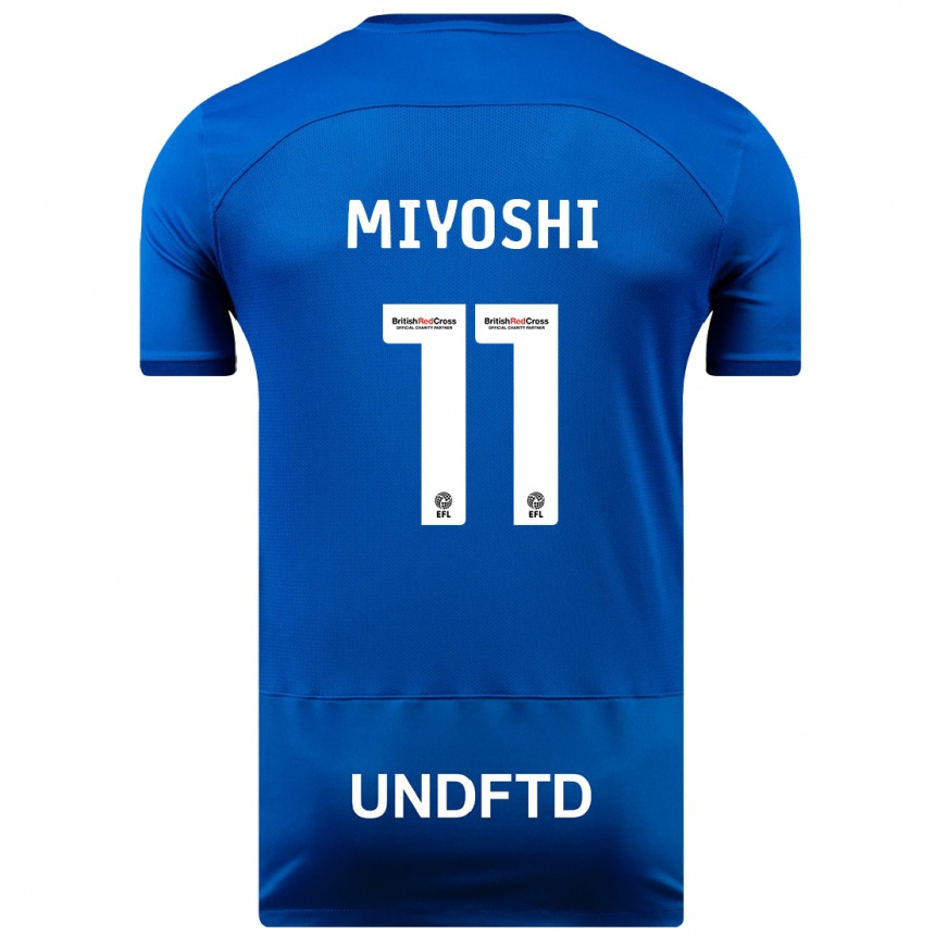 Damen Fußball Koji Miyoshi #11 Blau Heimtrikot Trikot 2023/24 T-Shirt Luxemburg