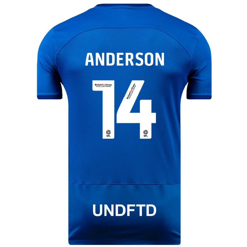 Damen Fußball Keshi Anderson #14 Blau Heimtrikot Trikot 2023/24 T-Shirt Luxemburg