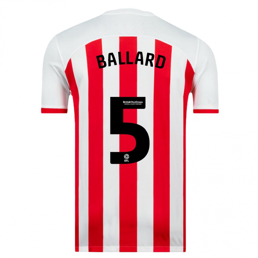 Damen Fußball Daniel Ballard #5 Weiß Heimtrikot Trikot 2023/24 T-Shirt Luxemburg