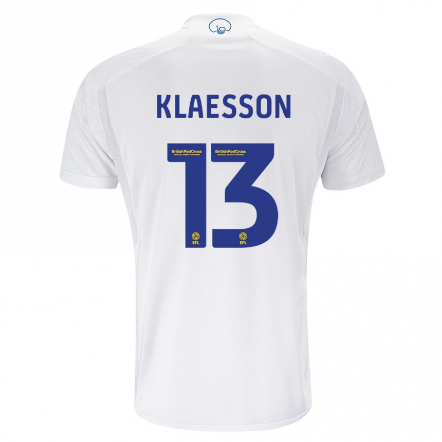 Damen Fußball Kristoffer Klaesson #13 Weiß Heimtrikot Trikot 2023/24 T-Shirt Luxemburg