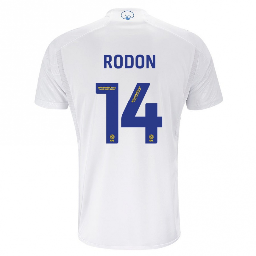 Damen Fußball Joe Rodon #14 Weiß Heimtrikot Trikot 2023/24 T-Shirt Luxemburg