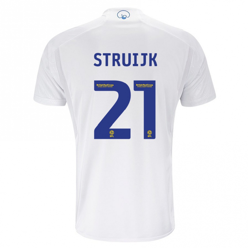 Damen Fußball Pascal Struijk #21 Weiß Heimtrikot Trikot 2023/24 T-Shirt Luxemburg