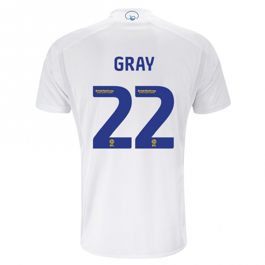 Damen Fußball Archie Gray #22 Weiß Heimtrikot Trikot 2023/24 T-Shirt Luxemburg