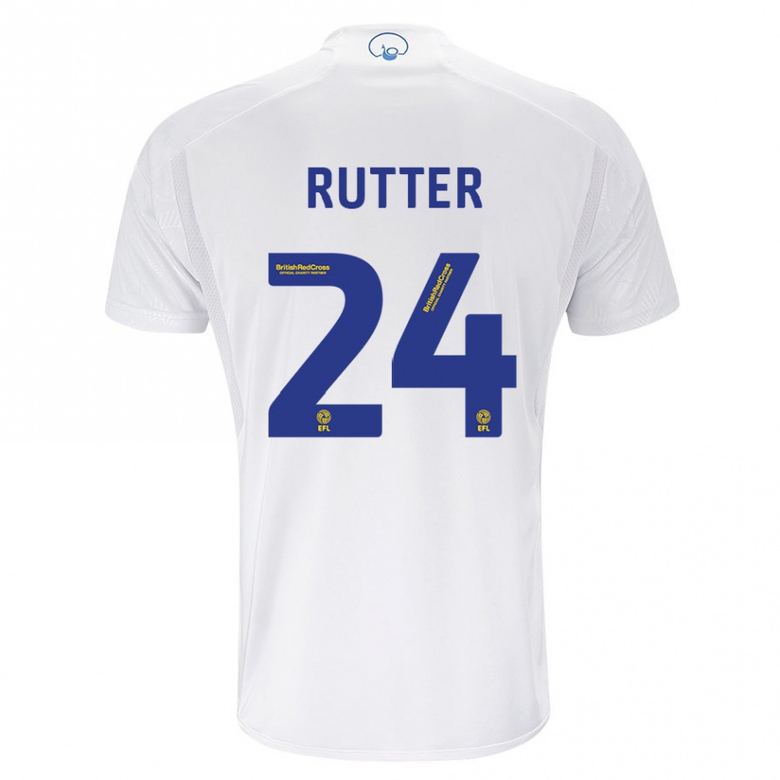 Damen Fußball Georginio Rutter #24 Weiß Heimtrikot Trikot 2023/24 T-Shirt Luxemburg