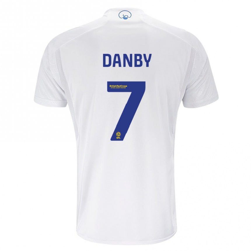 Damen Fußball Sarah Danby #7 Weiß Heimtrikot Trikot 2023/24 T-Shirt Luxemburg