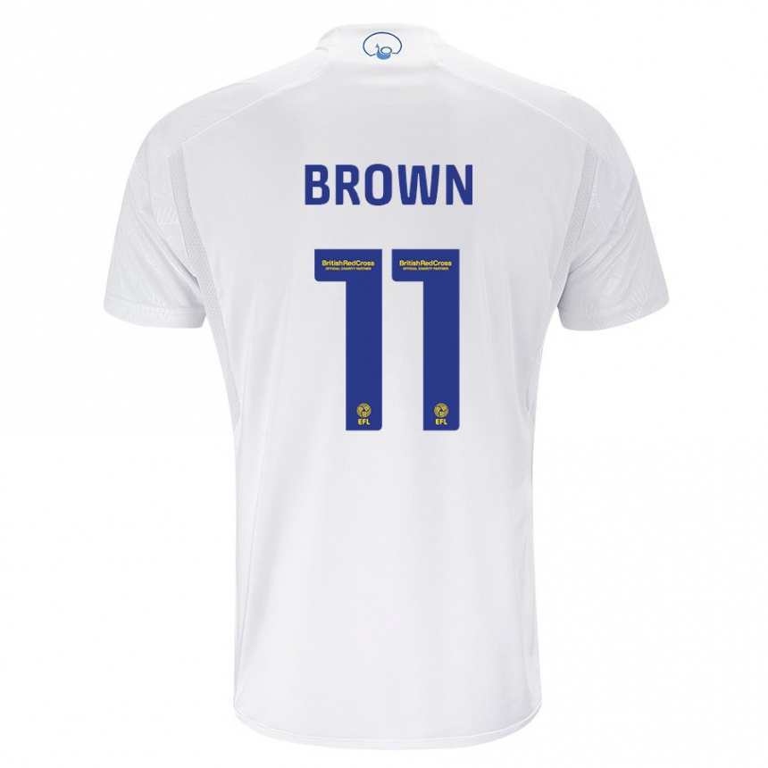 Damen Fußball Abbie Brown #11 Weiß Heimtrikot Trikot 2023/24 T-Shirt Luxemburg