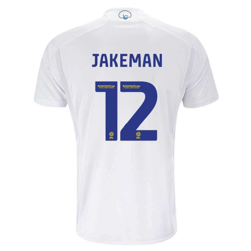 Damen Fußball Harriet Jakeman #12 Weiß Heimtrikot Trikot 2023/24 T-Shirt Luxemburg
