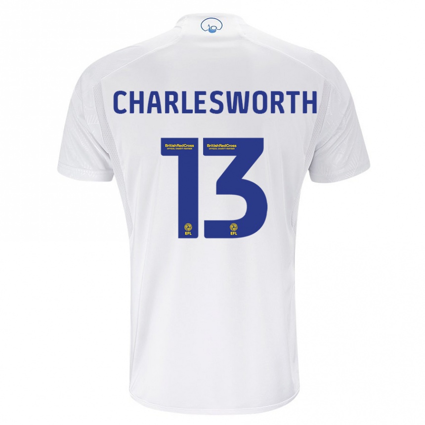 Damen Fußball Millie Robshaw-Charlesworth #13 Weiß Heimtrikot Trikot 2023/24 T-Shirt Luxemburg