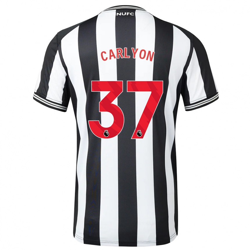 Damen Fußball Nathan Carlyon #37 Schwarz-Weiss Heimtrikot Trikot 2023/24 T-Shirt Luxemburg