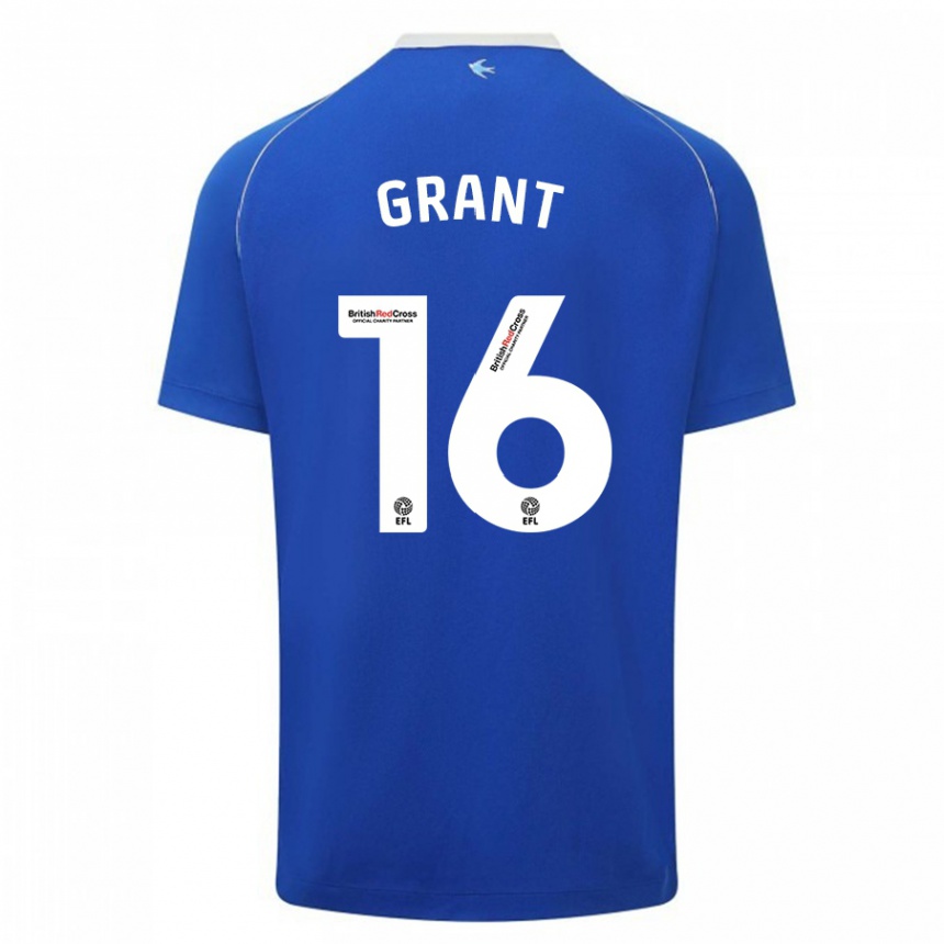 Damen Fußball Karlan Grant #16 Blau Heimtrikot Trikot 2023/24 T-Shirt Luxemburg