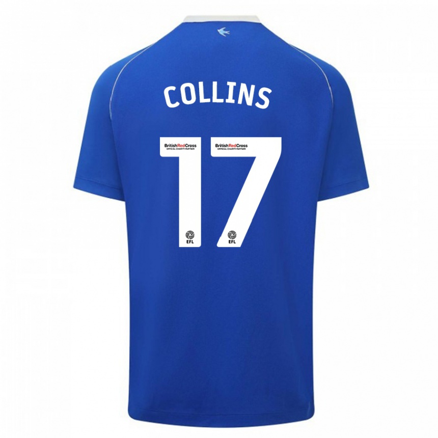 Damen Fußball Jamilu Collins #17 Blau Heimtrikot Trikot 2023/24 T-Shirt Luxemburg