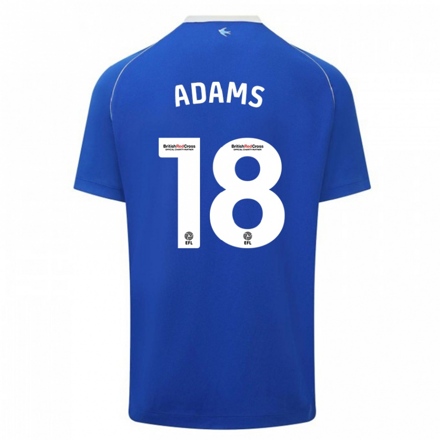 Damen Fußball Ebou Adams #18 Blau Heimtrikot Trikot 2023/24 T-Shirt Luxemburg