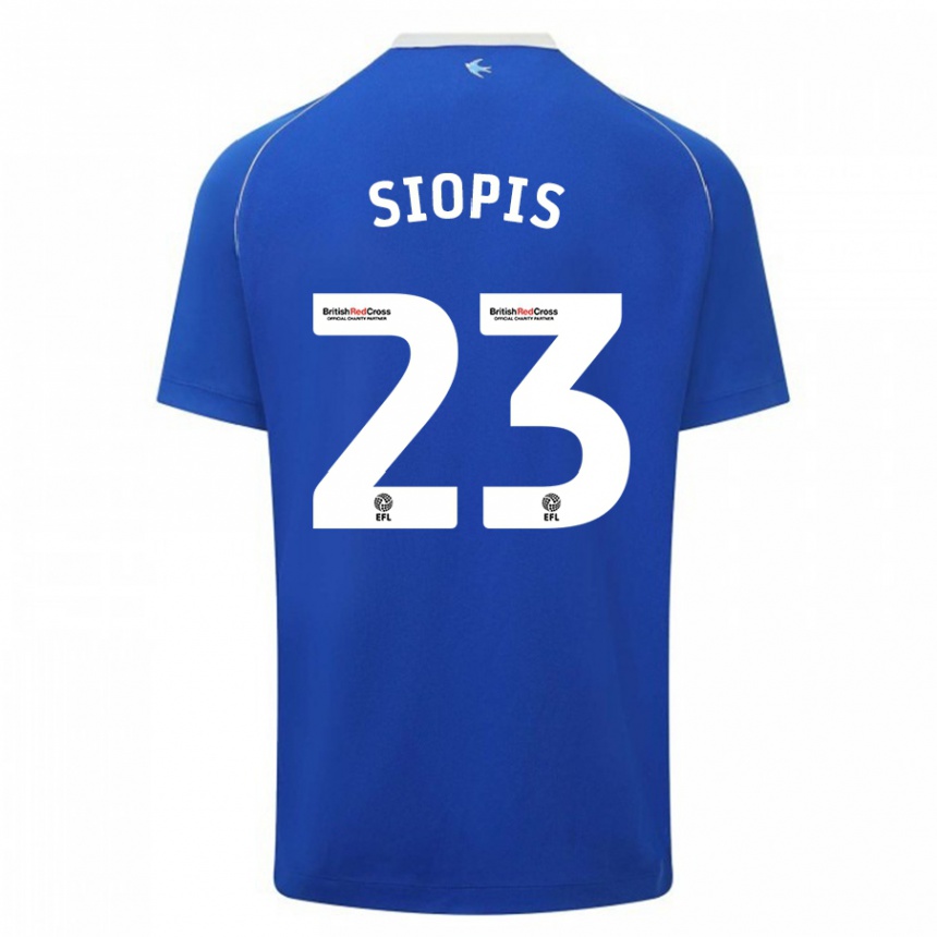 Damen Fußball Manolis Siopis #23 Blau Heimtrikot Trikot 2023/24 T-Shirt Luxemburg