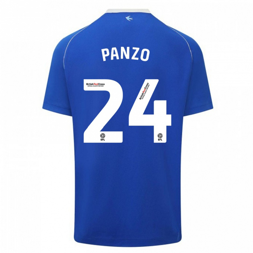 Damen Fußball Jonathan Panzo #24 Blau Heimtrikot Trikot 2023/24 T-Shirt Luxemburg