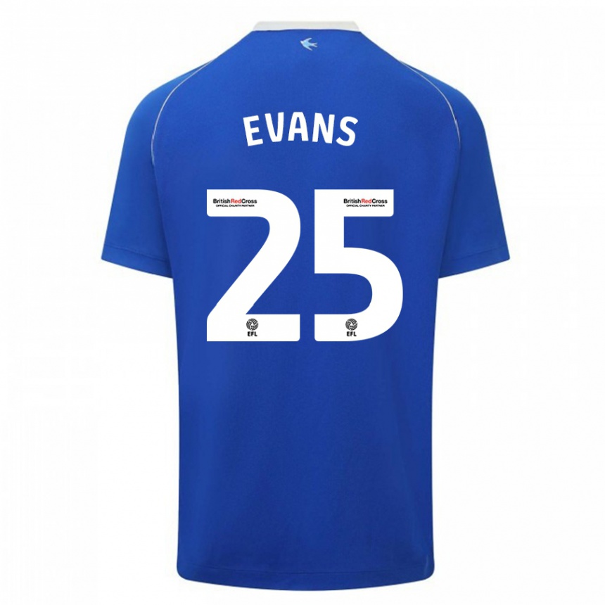 Damen Fußball Kieron Evans #25 Blau Heimtrikot Trikot 2023/24 T-Shirt Luxemburg