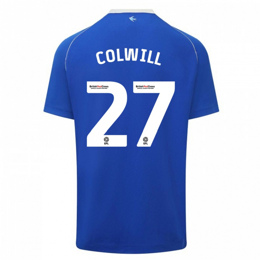 Damen Fußball Rubin Colwill #27 Blau Heimtrikot Trikot 2023/24 T-Shirt Luxemburg