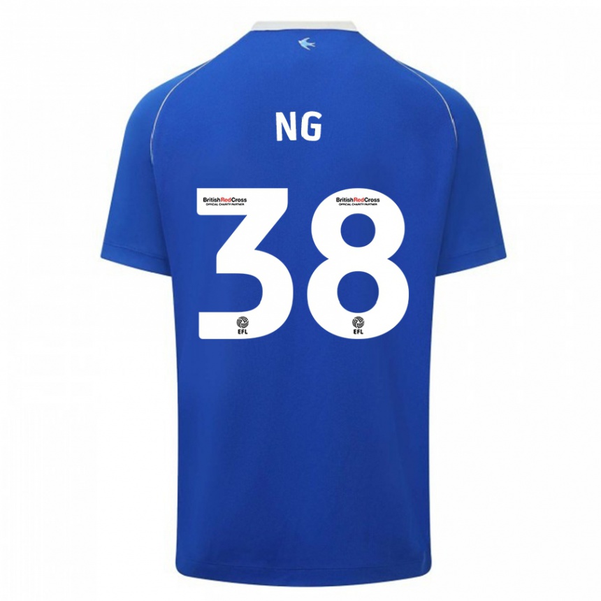 Damen Fußball Perry Ng #38 Blau Heimtrikot Trikot 2023/24 T-Shirt Luxemburg
