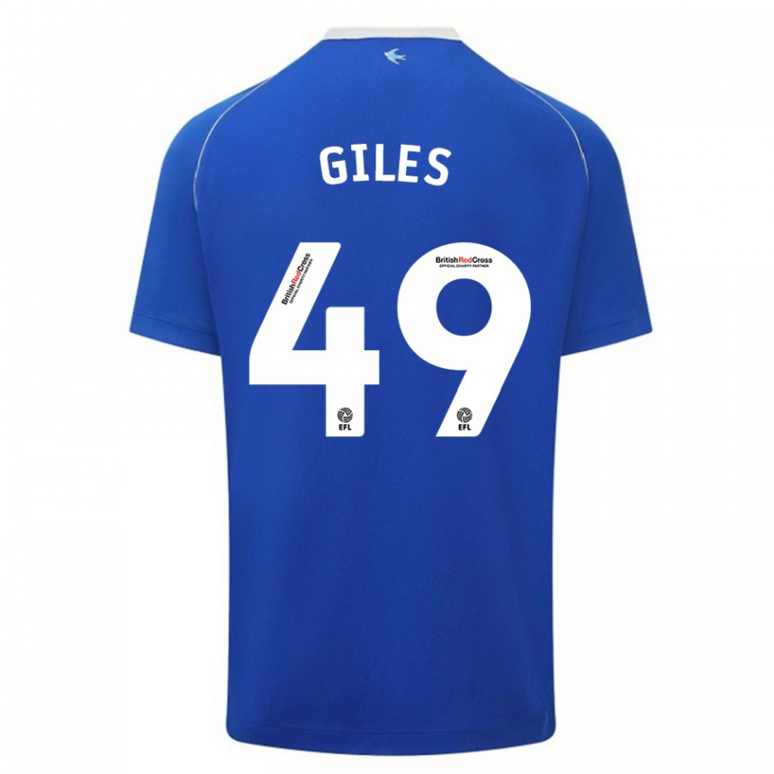 Damen Fußball Luey Giles #49 Blau Heimtrikot Trikot 2023/24 T-Shirt Luxemburg