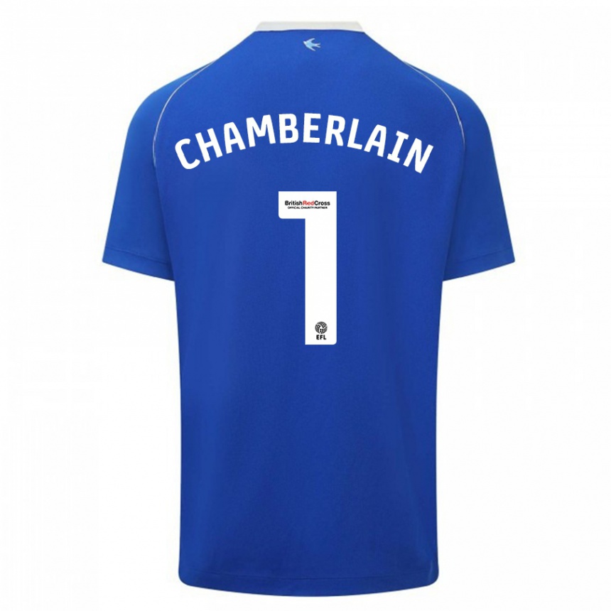 Damen Fußball Ceryn Chamberlain #1 Blau Heimtrikot Trikot 2023/24 T-Shirt Luxemburg