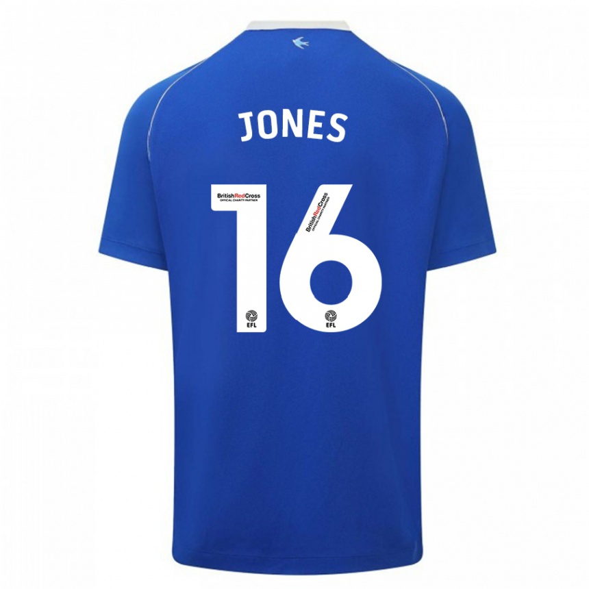 Damen Fußball Ellie Jones #16 Blau Heimtrikot Trikot 2023/24 T-Shirt Luxemburg