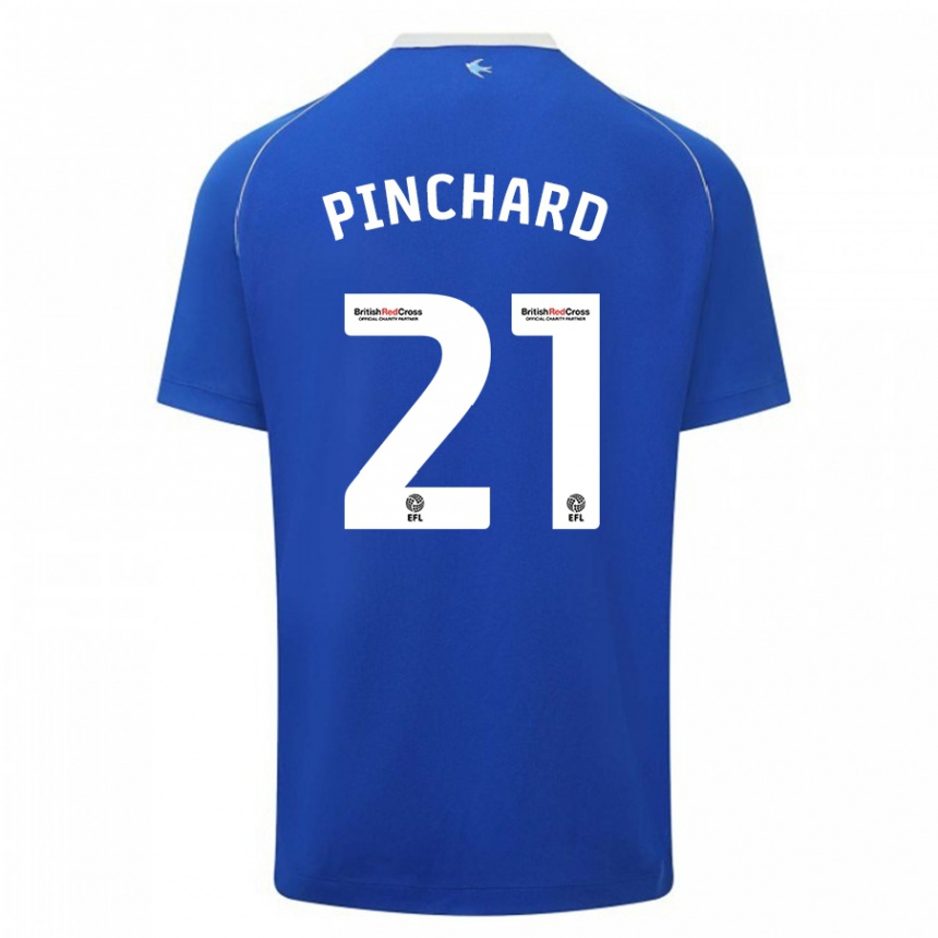 Damen Fußball Cerys Pinchard #21 Blau Heimtrikot Trikot 2023/24 T-Shirt Luxemburg