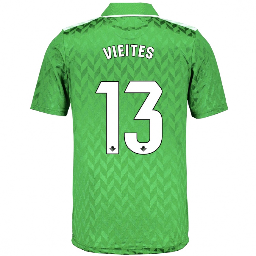 Damen Fußball Fran Vieites #13 Grün Auswärtstrikot Trikot 2023/24 T-Shirt Luxemburg