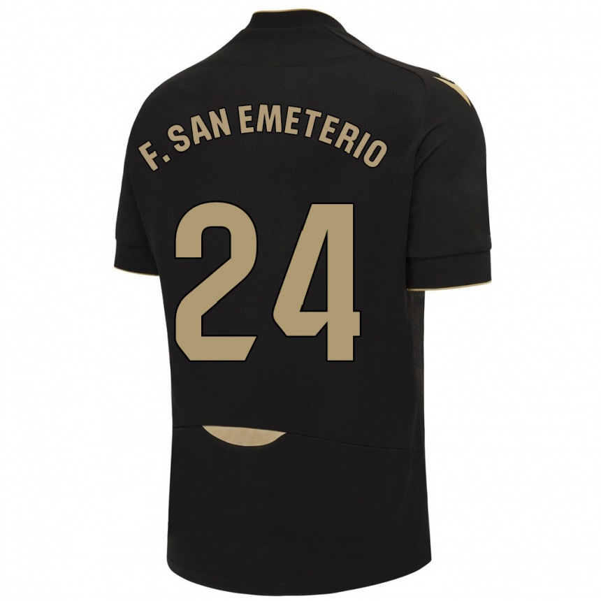 Damen Fußball Fede San Emeterio #24 Schwarz Auswärtstrikot Trikot 2023/24 T-Shirt Luxemburg