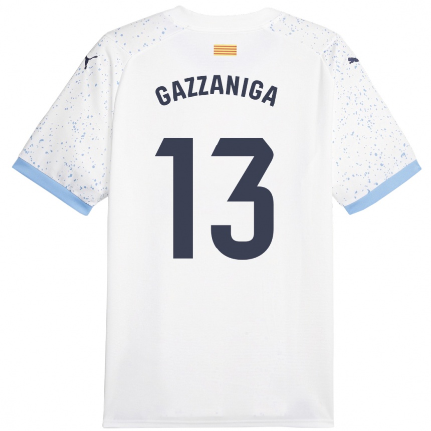 Damen Fußball Paulo Gazzaniga #13 Weiß Auswärtstrikot Trikot 2023/24 T-Shirt Luxemburg