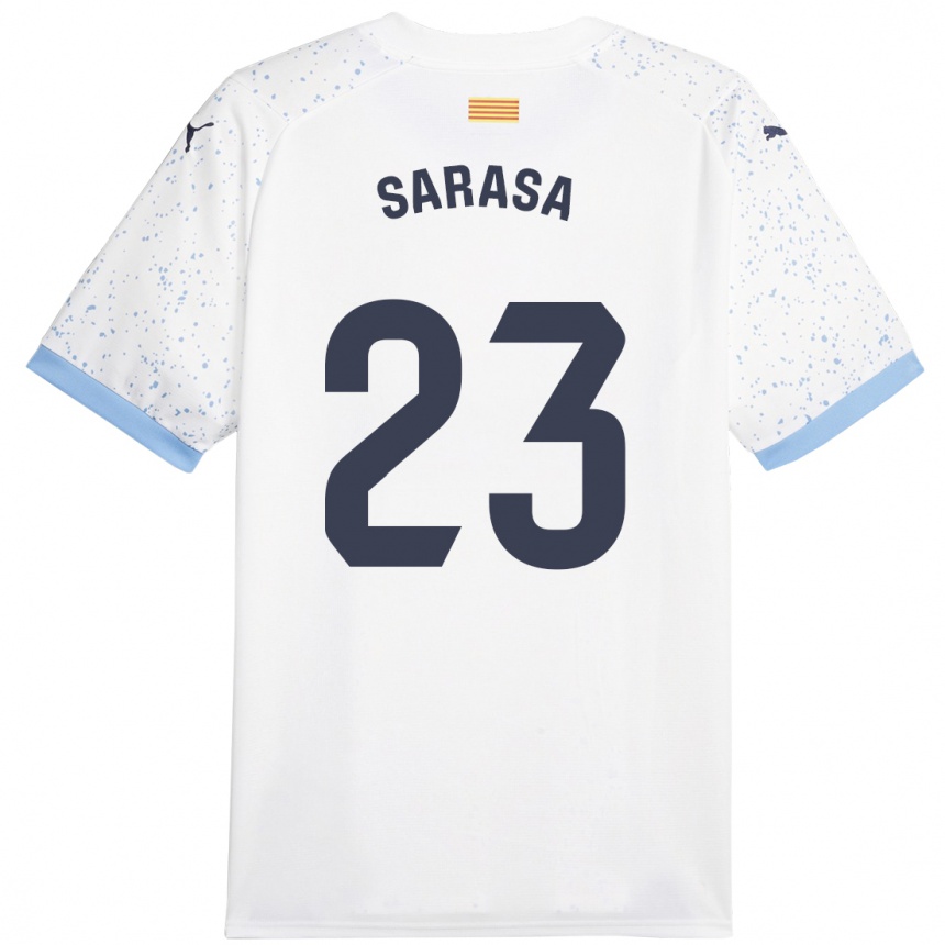 Damen Fußball Javier Sarasa #23 Weiß Auswärtstrikot Trikot 2023/24 T-Shirt Luxemburg